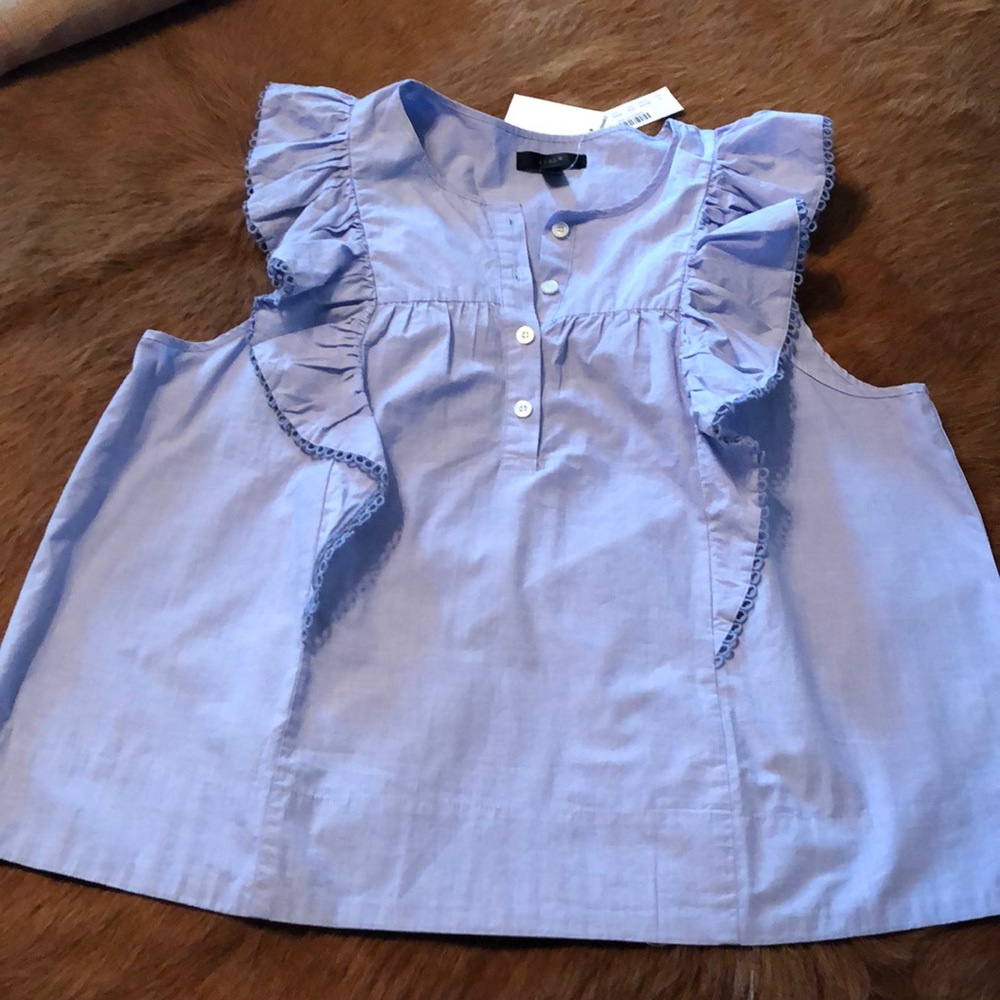J Crew blue ruffles tank size 10